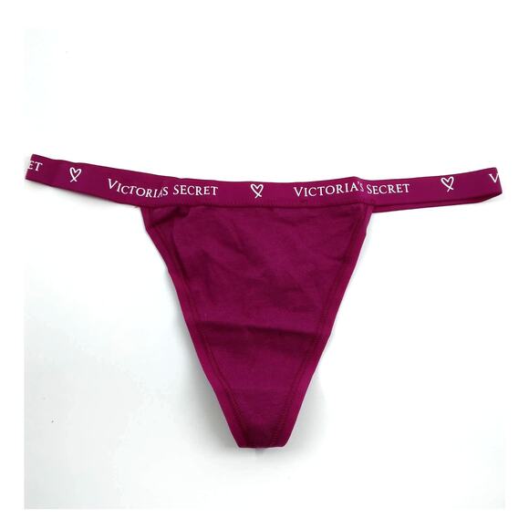 Victoria's Secret V String Size Small Fuchsia White Logo Print on Elastic - Picture 1 of 9